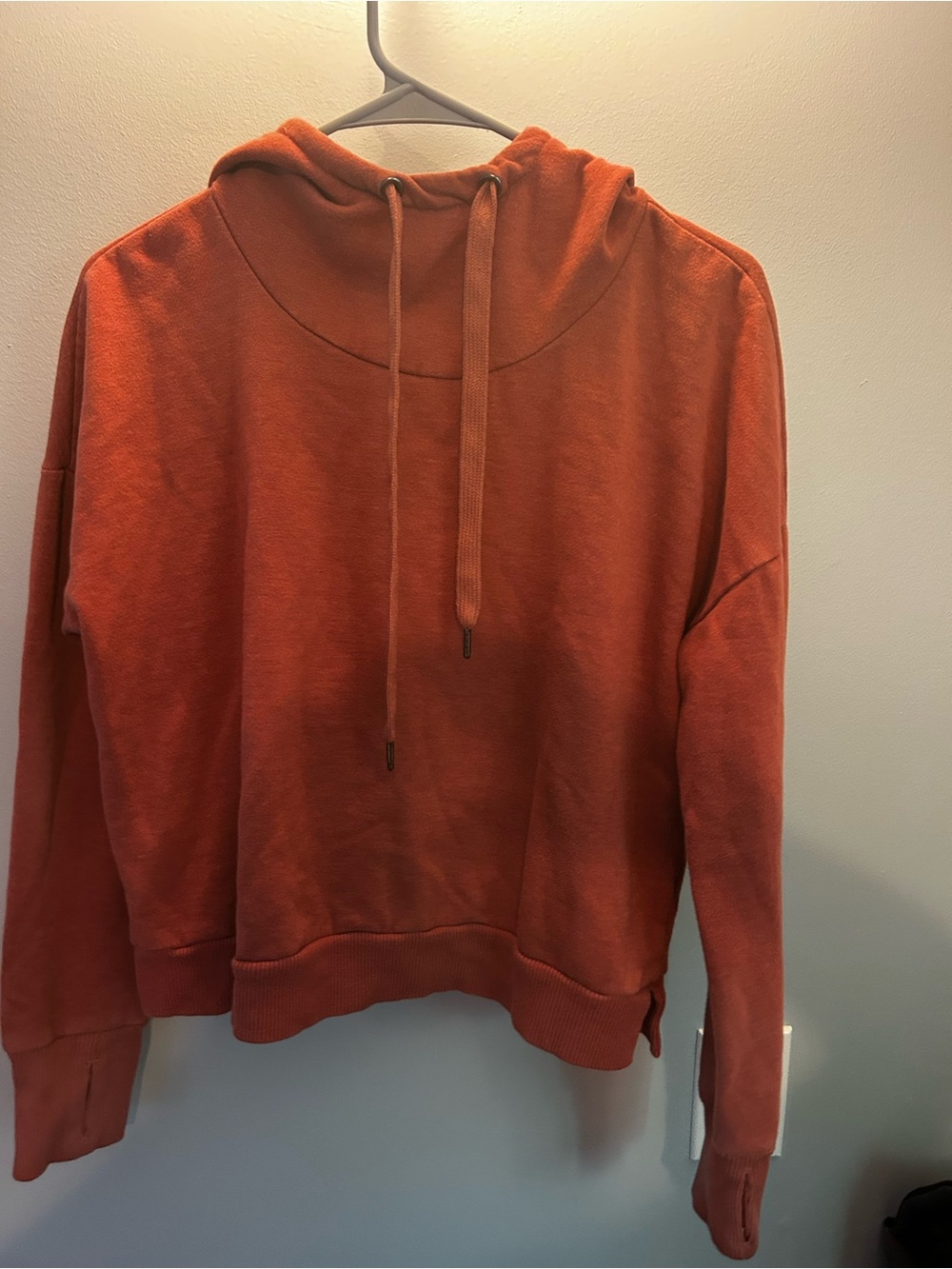 90 Degree By Reflex Cozy Cropped Hooded Sweatshirt in Rust